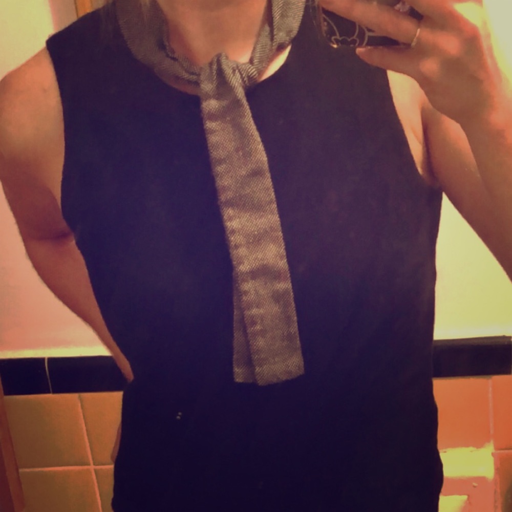 J.Crew navy blue wool tie blouse